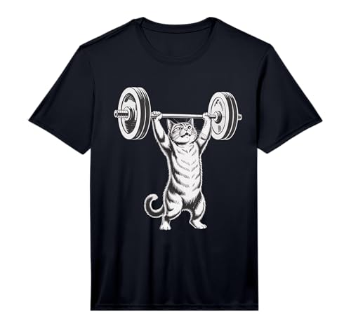 Strong Cat Lifting Weights Fitness Gym Humor Performance T-Shirt