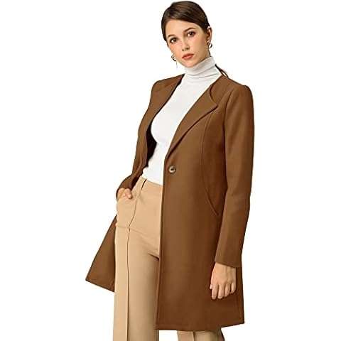 Allegra K Women's Minimalist Mid-length Overcoat Cover