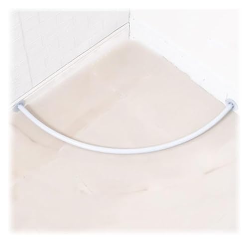 Tringle à rideau de douche incurvée blanche étagère à anneaux suspension vêtement vestiaire d'angle