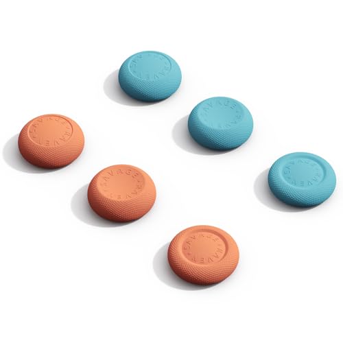 SAVAGE RAVEN by Skull & Co. Skin, CQC Thumb Grip Set Joystick Cap Analog Stick Cap for Nintendo Switch 2 Joy-Con Controller - Neon Blue+Red, 3 Pairs(6pcs)