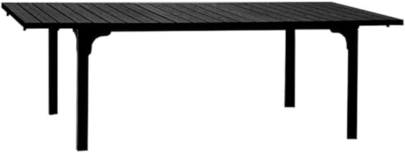 Totò Piccinni CILE Rectangular Extendable Table 180/240 x 90 x 76 h Metal Frame Polyethylene Wood Effect Top for Garden Ideal for 6 or 10 People (Black)