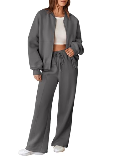 Aleumdr Fleece Sweatsuit for Women Two Piece Outfits Lounge Set
