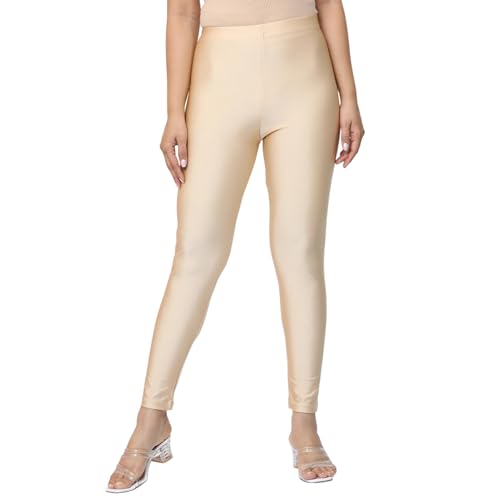 Image of Women's Nylon Shimmer Leggings | Ankle Length | Slim Fit | Stretchable Spandex Leggings | Shiny Finish | Casual Wear & Special Occasion