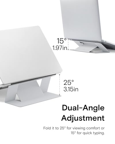 Image of MOFT Laptop Stand, Adhesive Laptop Riser with 2 Adjustable Viewing Angles, Foldable Computer Stand Compatible with MacBook Air, Pro 11 inch-16 inch,Light LMisty Cove