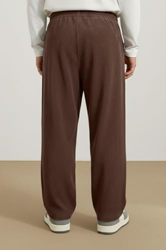 Image of INKKR Men's Polyester Causal Lightweight Elastic Waist with Drawstring Comfortable Loose Fit Trouser Pant