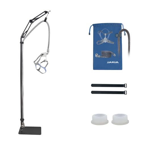 CPAP Hose Tube Holder Lifter Clamp Clip Hook Support Bedside Storage Kit_Metal Structure Strong_5.6 ft Max High_Angle Height Adjustable_Prevent Hose Loose Tangle Air Leakage (Black Color)