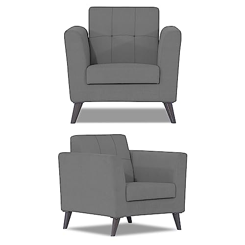 Image of Adorn India Dannis 3+1+1 5 Seater Sofa Set (Grey) (3 Year Warranty)