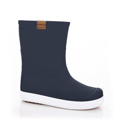 3Kamido GoStyle Gummistiefel - sehr stylische und elegante Kindergummistiefel komfortabel und modisch mit 3M Reflektorband antibakterieller Innensohle und rutschfester Sohle (marineblau 37/38)