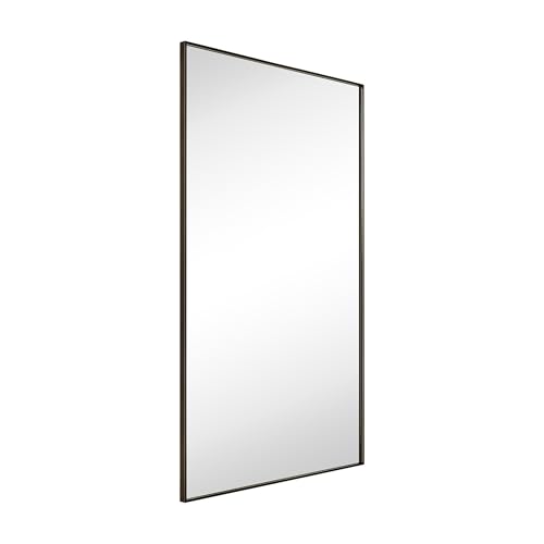 Image of TEHOME Oil Rubbed Bronze Bathroom Vanity Mirror with Squared Corners, 24x40'' Dark Bronze Rectangle Stainless Steel Metal Framed Mirror for Bathroom