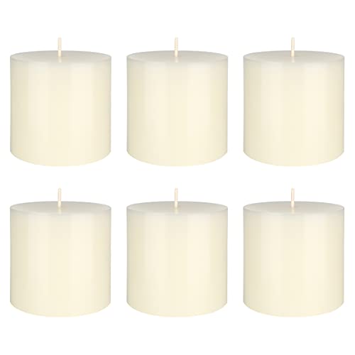 Mega Candles 6 pcs Unscented Solid Ivory Pillar Candles, Hand Poured Premium Wax Candle 3 Inch x 3 Inch, Home Décor, Spas, Weddings, Celebrations, Party, Centerpieces, Holidays, Vigils, Prayers