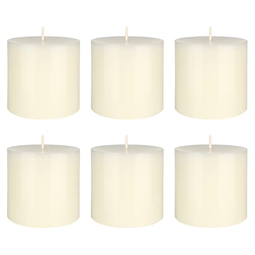 Mega Candles 6 pcs Unscented Ivory Round Pillar Candle, Hand Poured Premium Wax Candles 3 Inch x 3 Inch, Home Décor, Wedding Receptions, Baby Showers, Birthdays, Celebrations, Party Favors & More