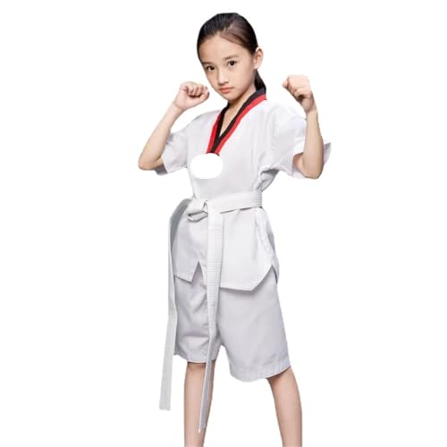 Traje De Judo Trajes blancos de Judo, uniformes Taekwondo, Karate, Dobok, ropa for niños y adultos, Unisex, uniforme Gi media manga, disfraces(120cm)