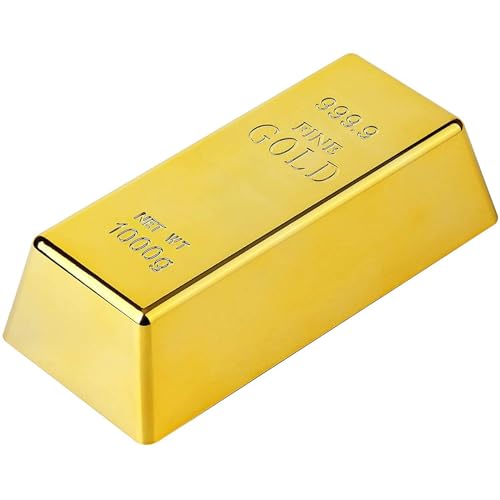 Qinsky Türstopper Goldbarren,Fake Gold Bar Bullion Türstopper Goldbarren-Dekorationen Briefbeschwerer Golden Wedge Safe Türstopper für Zuhause Büro Dekoration