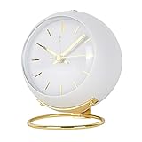 EKDJKK Retro Analog Alarm Clock, 4 inch Super Silent Non Ticking Small Clock with Night Light,...