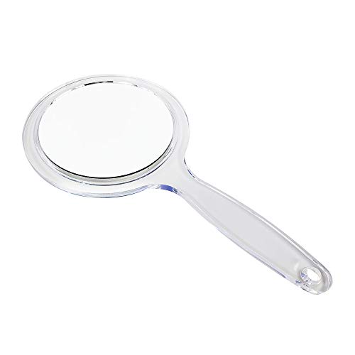 Rucci Round Hand Held Magnifying Makeup Mirror 10X 1X Clear Acrylic Double-Sided Mirror With Handle Personal Mirror For Women (Round 5 Inch) #TOP3