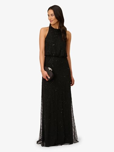 Adrianna Papell Women's Halter Blouson Beaded Gown4
