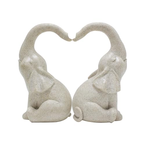 Azxcvbnm 2 figuras de elefante de amor, esculturas de resina para decoración de interiores y exteriores, regalo de aniversario romántico