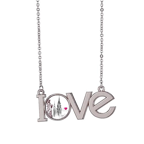 Collier I Love New York pendentif de ville américaine taille M pour femme et homme