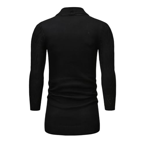 Mens Fashion Cardigan Sweater, Long Sleeve Shawl Collar Lapel Slim Fit Knit Cardigan Open Front Sweaters with Pockets3