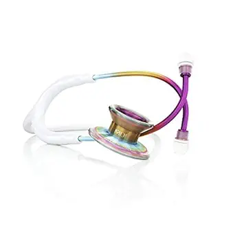 MDF White-Kaleidoscope MD One Epoch Lightweight Titanium Stethoscope, Adult, White Tube, Kaleidoscope Chestpiece-Headset, MDF777TKL29