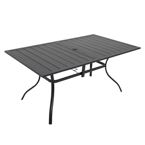 63x38 Rectangle Outdoor Patio Dining Table with Umbrella Hole - 6 Person