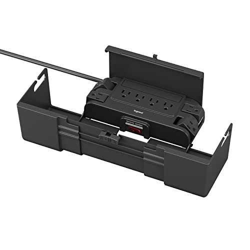Legrand - Wiremold Cable Management Kit, Black Cord Hider with Cable Management Box, Wiremold Outlet Box with 8 Outlets, Wire Management Box 4 x 9.6 x 5.1 inches, CCBP8-BK