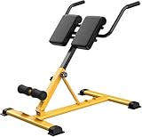 SAYEYBU MáQuina De ExtensióN De Espalda con Silla Romana, Banco De HiperextensióN para Isquiotibiales, GlúTeos Y Espalda Baja, Equipo De Ejercicio Ajustable Y Plegable,Amarillo