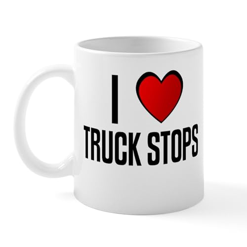 Taza de Cerámica CafePress I LOVE TRUCK STOPS 11 oz miniatura 1
