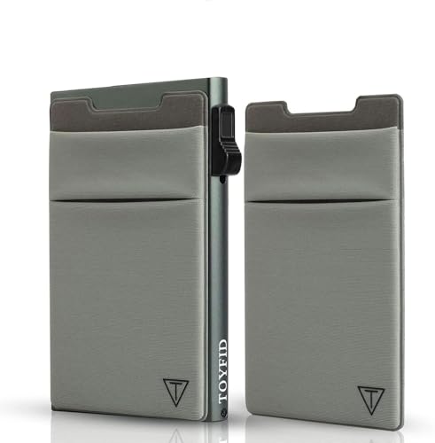 Image of TOYFID Credit Card Holder Wallet for Mens - Metal Slim Minimalist Cards Holder with Stretch Money Pocket - RFID Blocking&Ultralight Small Wallet