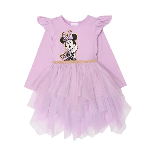 Disney Minnie Mouse Dress Up to Play for Girls Long Sleeve Tutu & Sparkle Tulle Skirt (Purple 4)