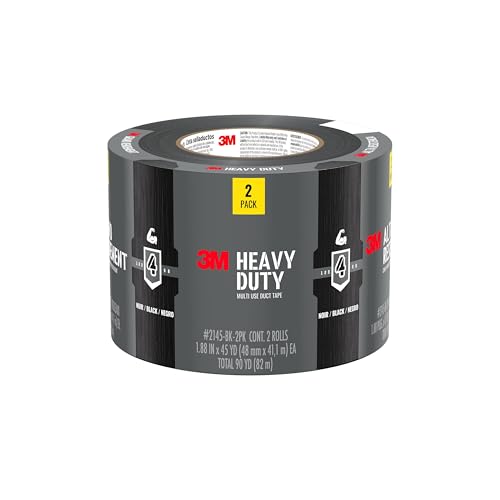 3M Black Duct Tape, 1.88 in x 45 yd, 2 Rolls, Heavy Duty, 2145-BK-2PK