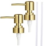 2 Stück Seifenspender Pumpkopf Ersatzpumpe Kunststoff seifenpumpe aufsatz Gold Soap Dispenser für...