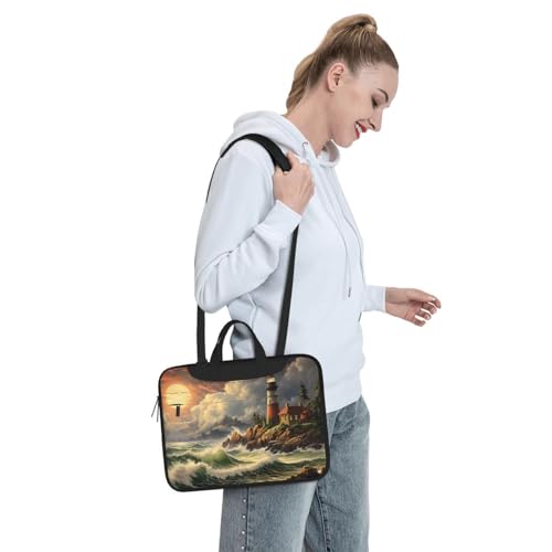 Sac bandoulière ordinateur portable à motif vague et phare pour homme et femme - 7