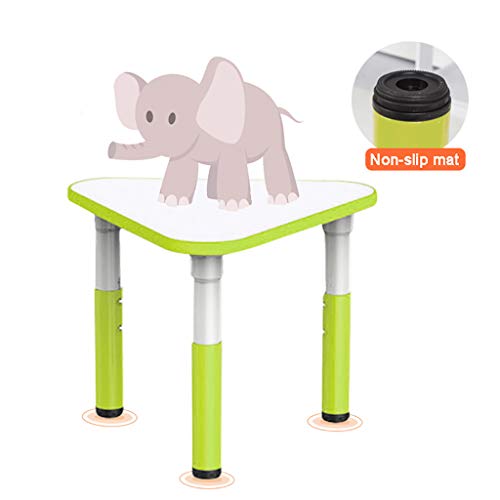 Kids Adjustable Height Tables and Chairs for Toddlers Triangle Plastic 6 Table and 6 Chairs Set Kindergarte Daycare Dining Table Game Chair