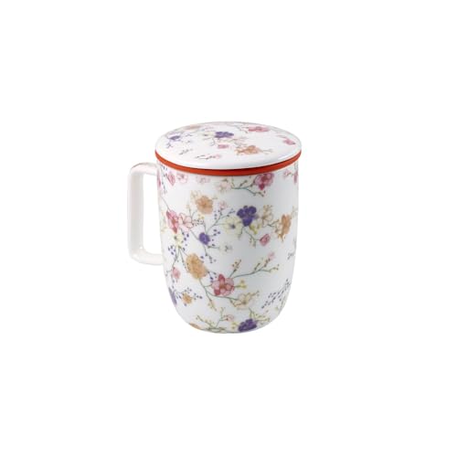 TEA SHOP - Taza de Té o Infusiones con filtro, infusor y tapa - Taza Harmony Miracle Beauty - Espectacular taza de porcelana con un estampado floral inspirado en los prados más paradisíacos.