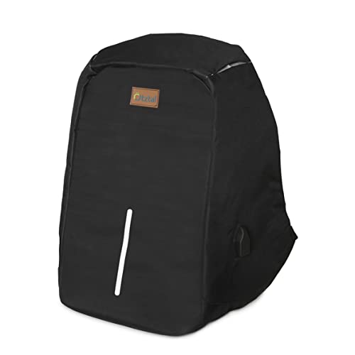 Ötztal® Mochila portátil 15.6, Mochila Impermeable, Mochila ejecutivo, Mochila antirrobo con puerto USB, Ligera, Mochila compacta y para oficina, Trabajo Ordenador Viaje Negocio Multifuncional. Negro Cover