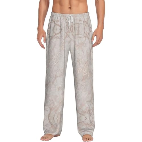 Bas de pyjama homme en flanelle douce motif marbre or rose de qualité supérieure