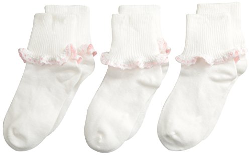 Jefferies Socks Girl's Cluny and Satin Lace Socks 3 Pair Pack