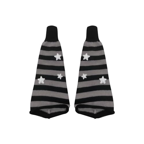 Rvnsu Leg Warmers for Women Girls Star Pattern Knitted Leg Warmers Y2k Socks Kawaii 80s Party Accessories Clothes (Black Gray, One size)
