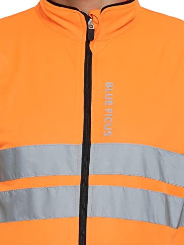 Image of Reflective Cycling Jacket Windproof Bike Jacket Coat for Running Hiking Walking Night Jacket with reflective strips for safety
