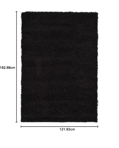 Image of Shaggy Floor Carpets for Living Room, Elegant Bed Side RunnerBedside Carpet, Sofa Area Office Room Carpet,(4x6 Feet, Black)