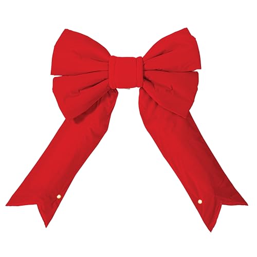 Vickerman 18" x 23" Red Velvet Outdoor Structural Bow, 6" Wide Ribbon - Versatile Christmas Bows, Large Christmas Bow, Giant Red Christmas Bows - Holiday Decor