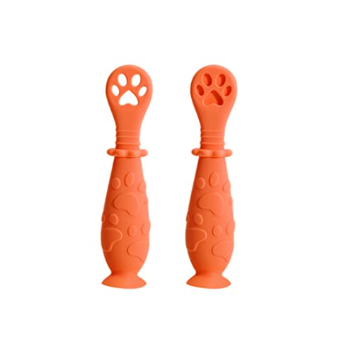 Tomedeks 2 pièces Cuillere Bebe 1er age Cuillere Bebe Apprentissage Cuillere bebe cuillère bébé couvert bebe cuillère bebe cuillere bebe 1er age beaba fourchette bebe (Orange) Cover