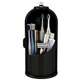 Zufudo Dustproof Toothbrush Holders with Cover, Rotating Electric Toothbrush and Toothpaste Holder for Bathroom Countertop, 3 Slots Makeup Brushes Organizer, Solid Black