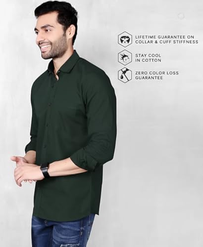 Image of Men's Solid Slim Fit Cotton Casual Shirt - Stylish Cotton Shirts for Men | Office Men Shirts | Formal Shirt for Men