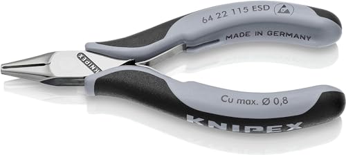 KNIPEX Alicates de corte frontal para electrónica ESD con mangos multicomponente 115 mm, 64 22 115 ESD