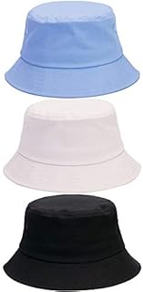 Cotiny 3 Pack Cotton Bucket Hat Summer Sun Hat UPF 50 UV Protection Sun Cap Fisherman Fishing Cap for Unisex Women Men Outdoor Sport Hiking Camping Traveling