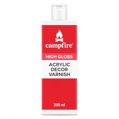 Image of Campfire Acrylic Decor High Gloss Varnish for Art, Craft, Canvas, Wood & DIY Projects | Fast Drying Gloss Varnish with 20 Minutes Settle Time for Best Results (After Dry Transperent, 200 ml)