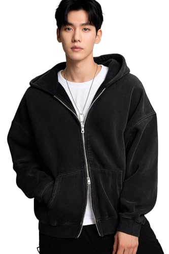 BE SAVAGE Men's Double Side Zipper Hoodie (Black, M) - Image 4