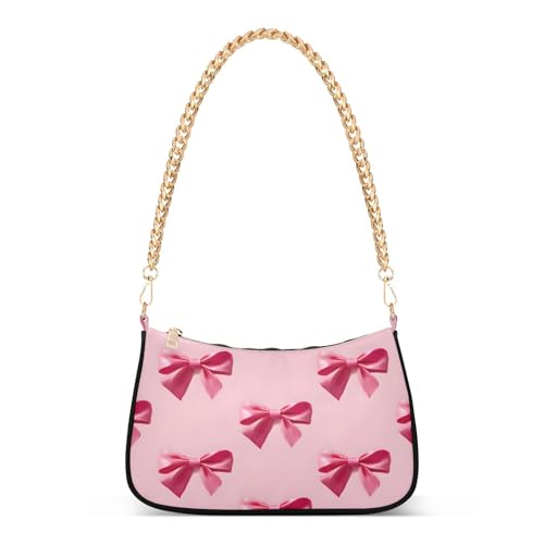 Shoulder Bags for Women Bow Pattern Tote HandBag Shoulder Bags purse with Chain Zipper Closure